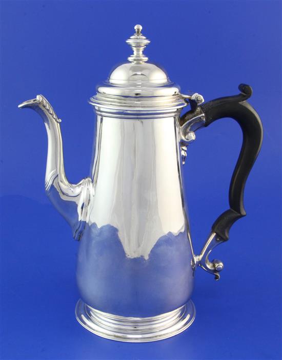 A mid 18th century silver coffee pot by Richard Gurney & Thomas Cook?, gross 25.5 oz.